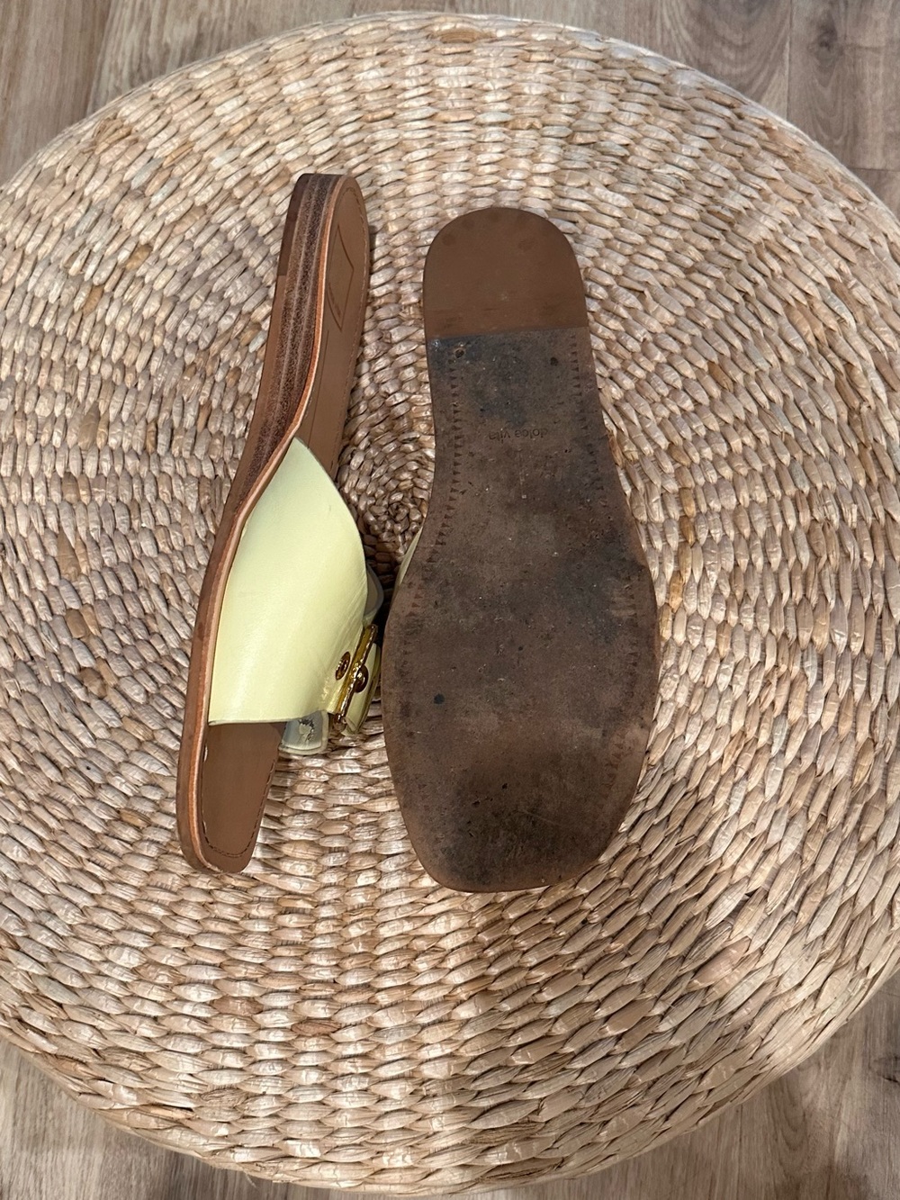 Dolce Vita Lemon / Butter Yellow Buckle Slide Sandals - Picture 4 of 4